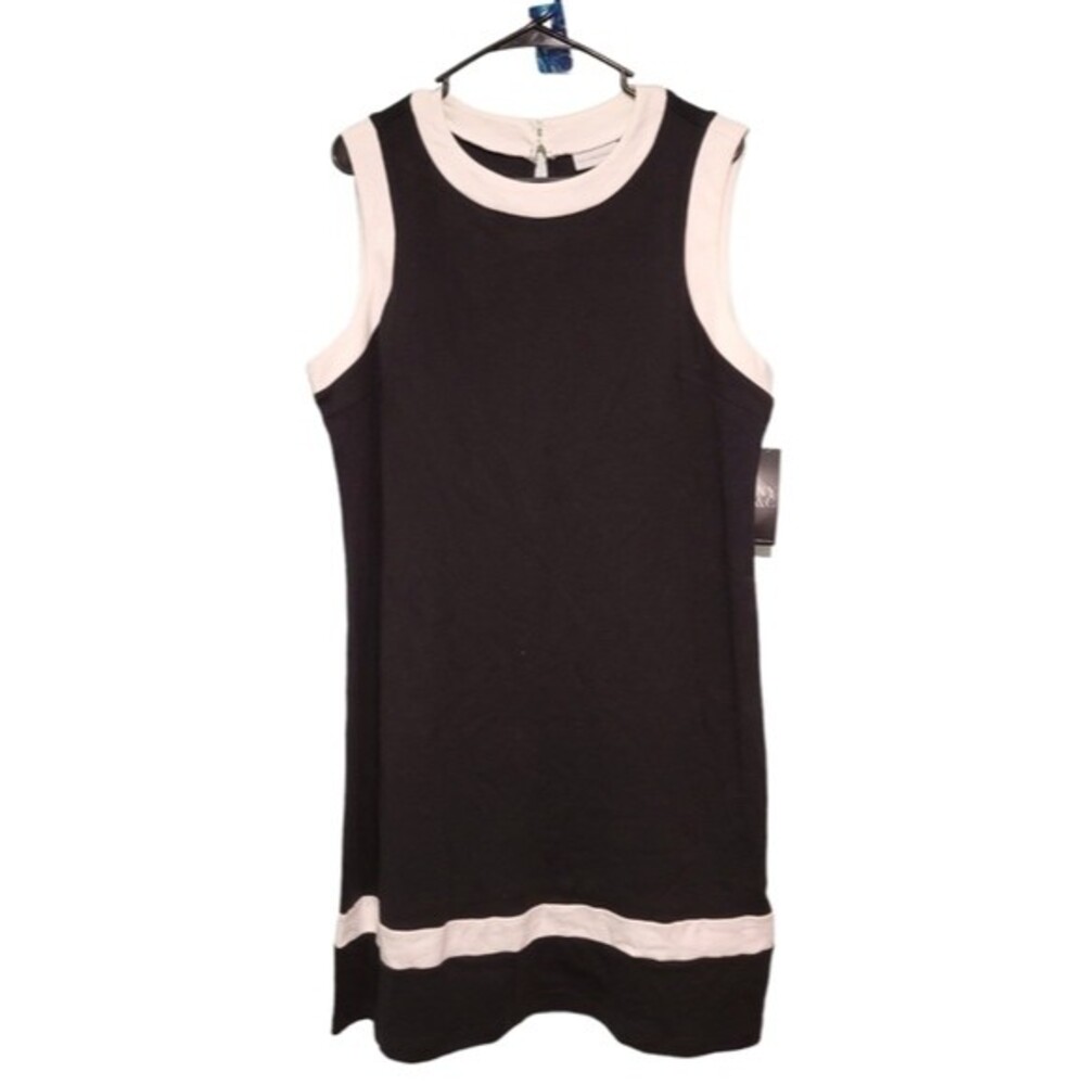 New York & Company Black & White Sleeveless Cotton Dress Size XL NWT